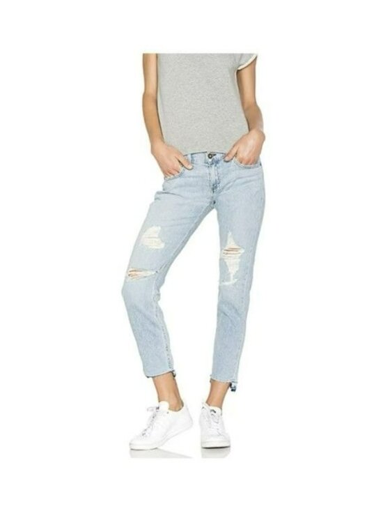 rag & bone Denim - Rag & Bone Dre Capri Jeans 26 Norton Light Wash Blue Raw Cut Step Hem